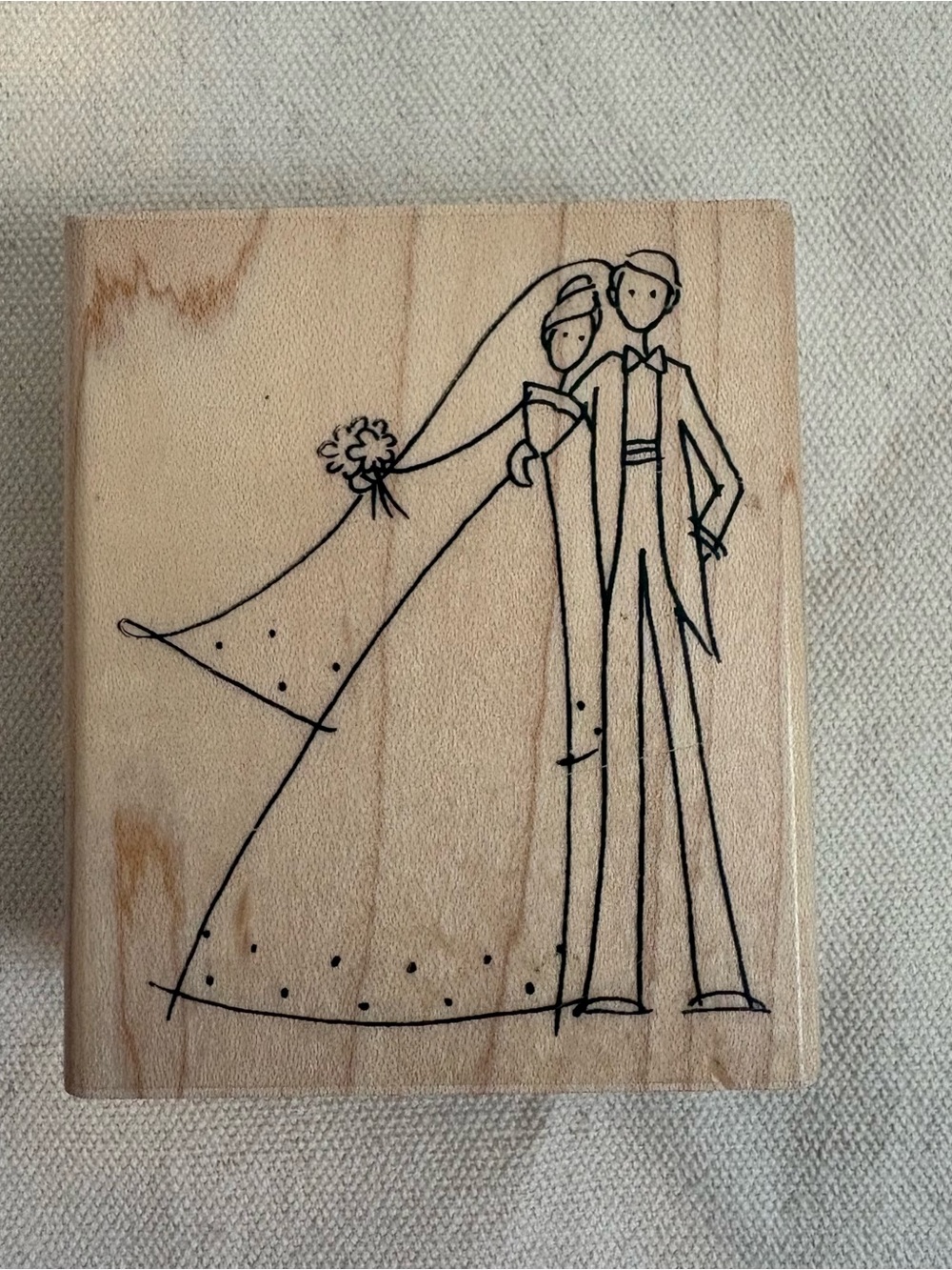 Bride and Groom Wood-mounted Rubber Stamp